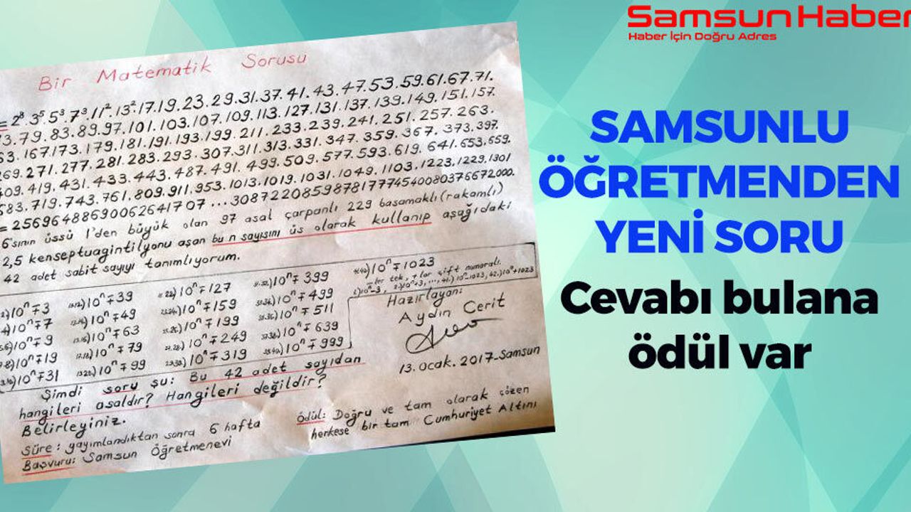 Samsunlu Öğretmenden Yeni Ödüllü Soru