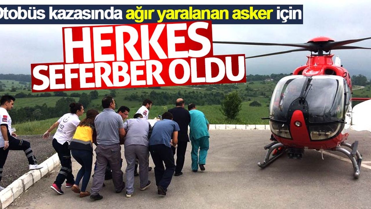 Samsun'da kazada ağır yaralanan asker helikopter ile sevk edildi