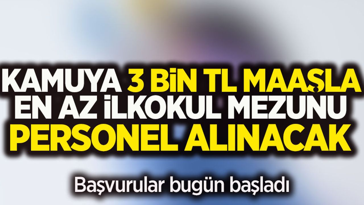 Kamuya 3 bin TL maaşla personel alımı yapılacak