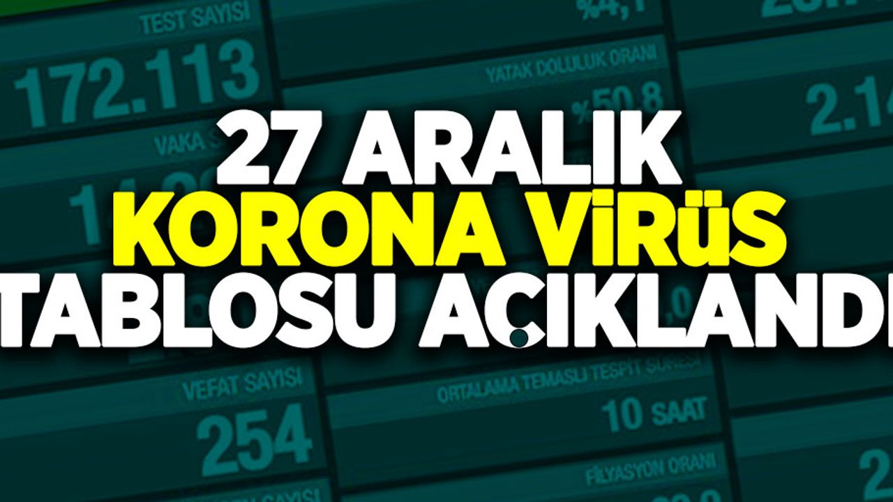 27 Aralık korona virüs tablosu açıklandı