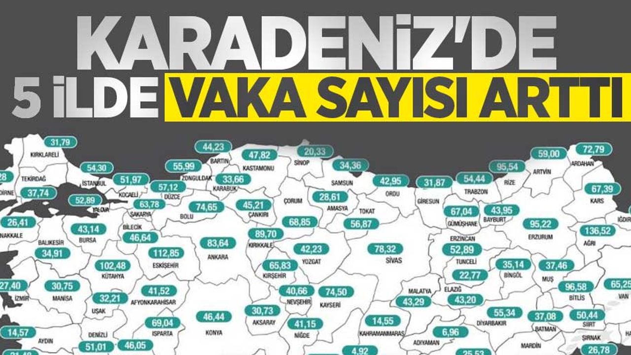 Karadeniz'de 5 ilde vaka sayısı arttı