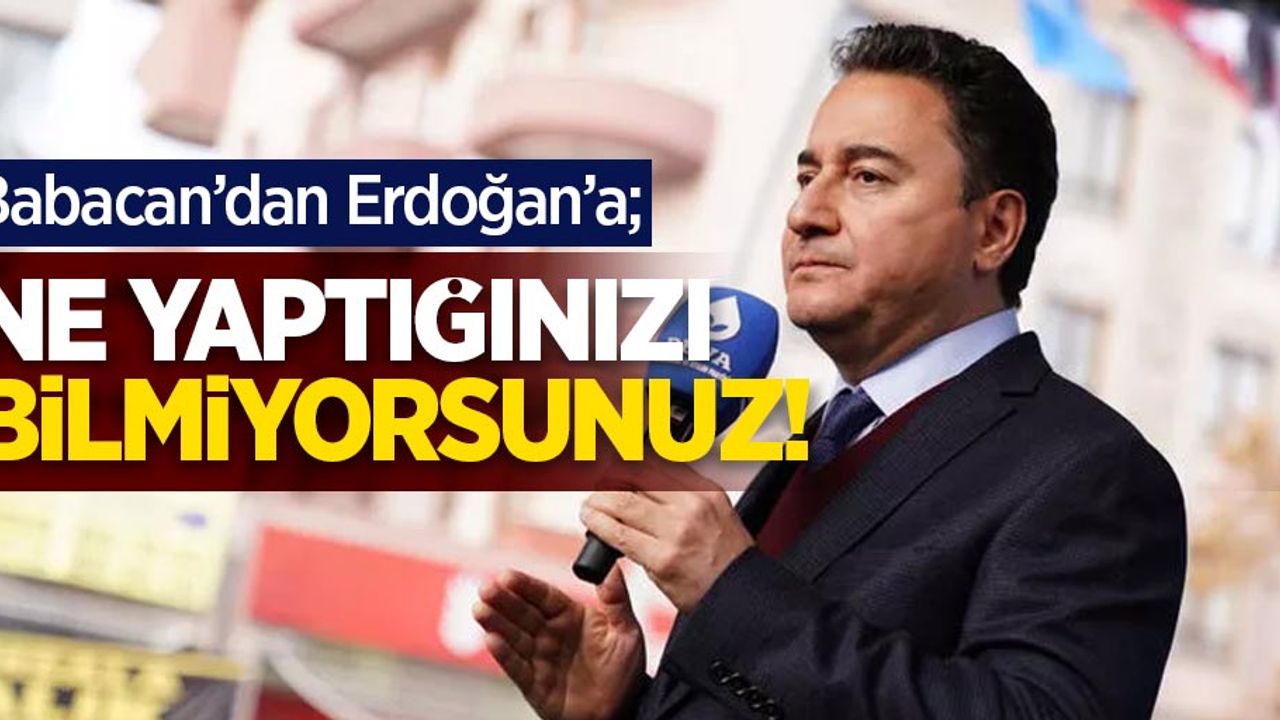 Babacan'dan Erdoğan'a: Ne yaptığınızı bilmiyorsunuz