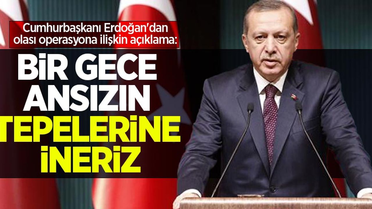 Cumhurbaşkanı Erdoğan'dan olası operasyona ilişkin açıklama: Bir  gece ansızın tepelerine ineriz