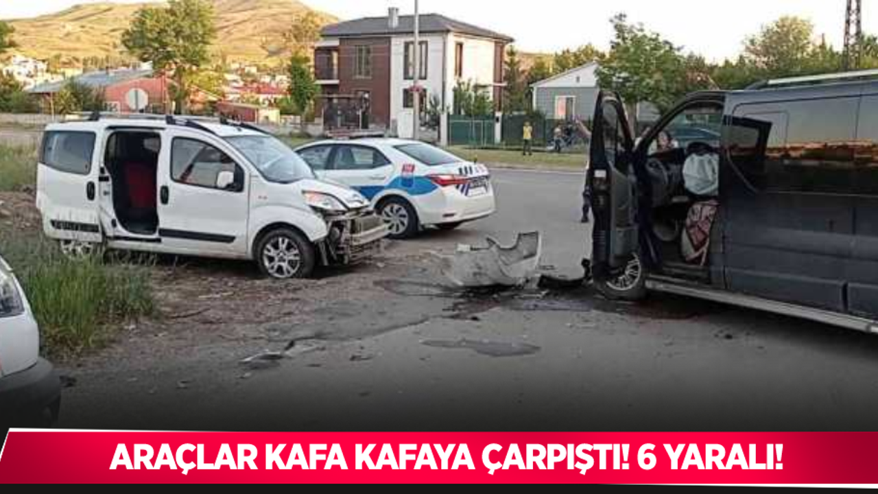 Araçlar kafa kafaya çarpıştı, 6 yaralı