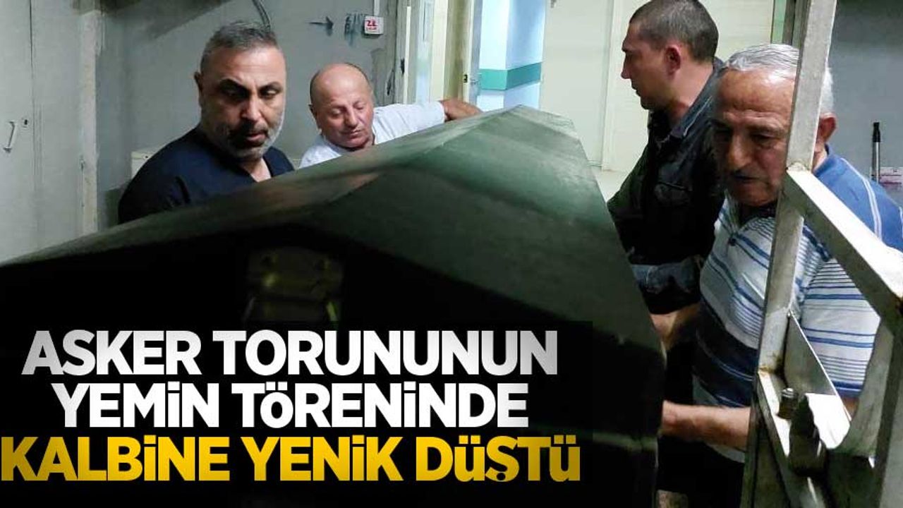 Asker torununun yemin töreninde kalbine yenik düştü