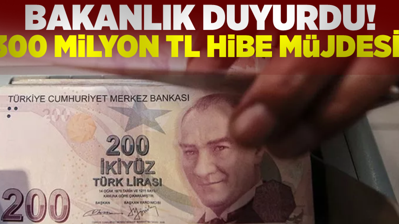 Bakanlık Duyurdu! 300 Milyon TL Hibe Müjdesi