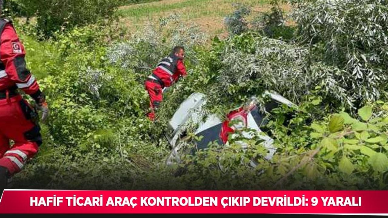 Hafif ticari araç kontrolden çıkıp devrildi: 9 Yaralı