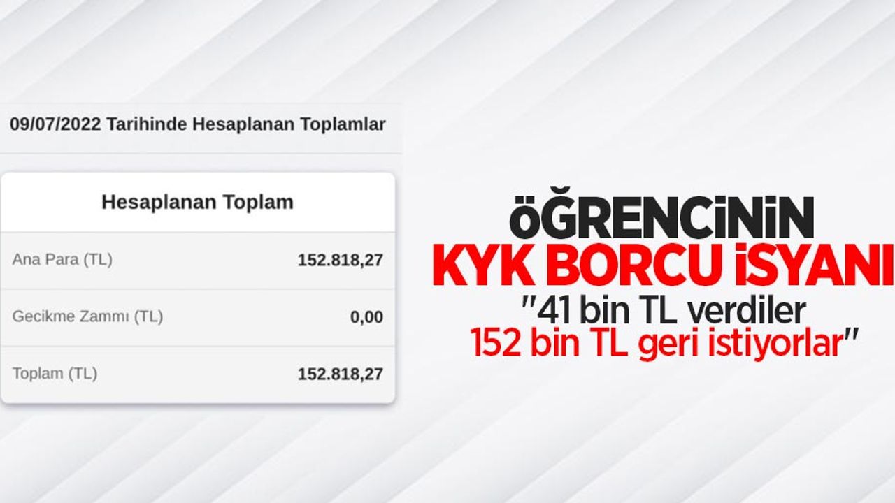 Öğrencinin KYK borcu isyanı: "41 bin TL verdiler 152 bin TL geri istiyorlar"