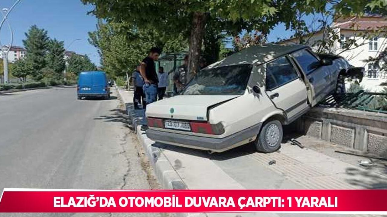 Elazığ’da otomobil duvara çarptı: 1 yaralı