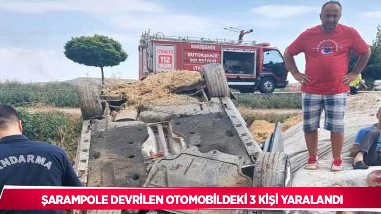 Şarampole devrilen otomobildeki 3 kişi yaralandı