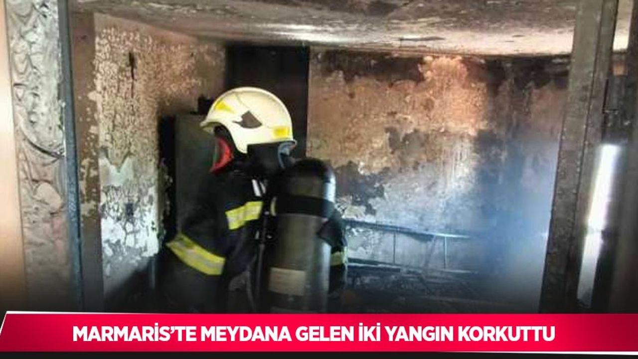 Marmaris’te meydana gelen iki yangın korkuttu