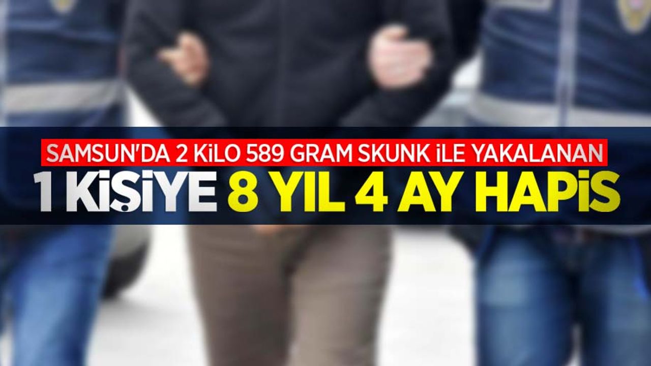 Samsun'da 2 kilo 589 gram skunk ile yakalanan 1 kişiye 8 yıl 4 ay hapis