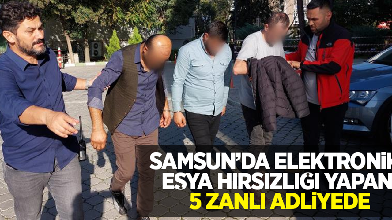 Samsun'da elektronik eşya hırsızlığı yapan 5 zanlı adliyede