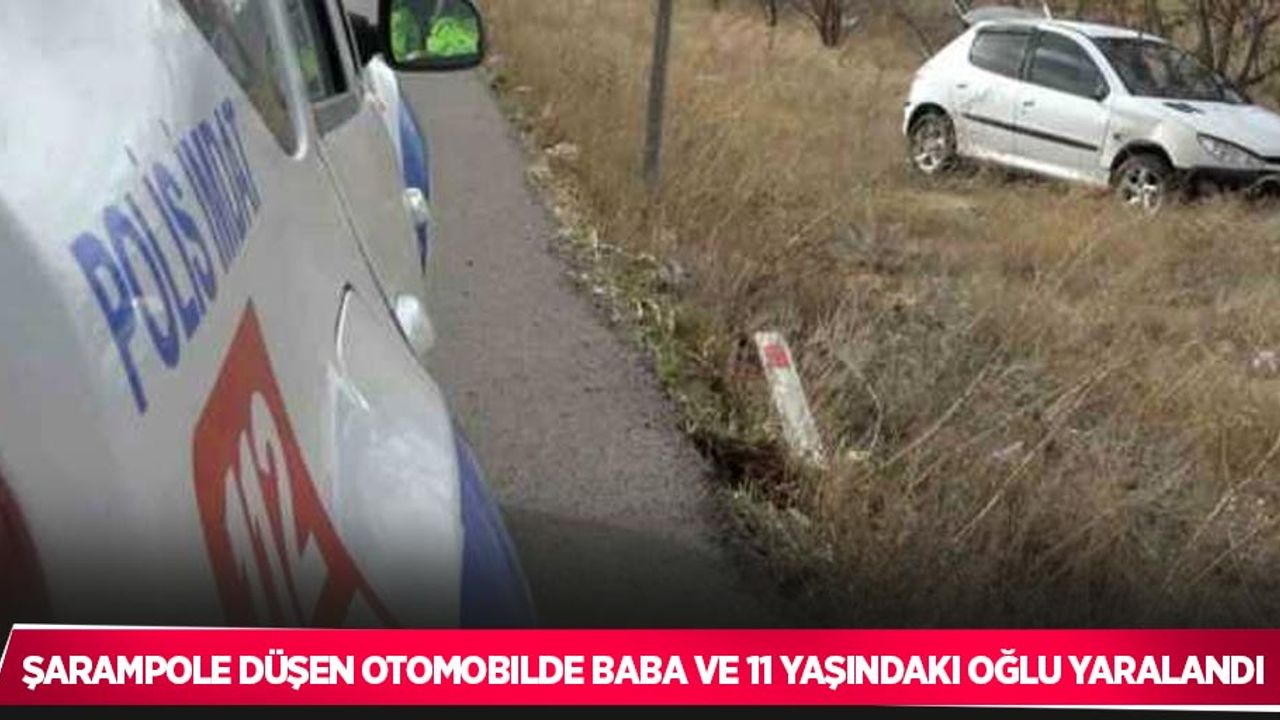 Şarampole düşen otomobilde baba ve 11 yaşındaki oğlu yaralandı