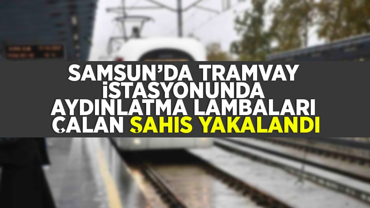 Samsun'da tramvay istasyonunda aydınlatma lambaları çalan şahıs yakalandı