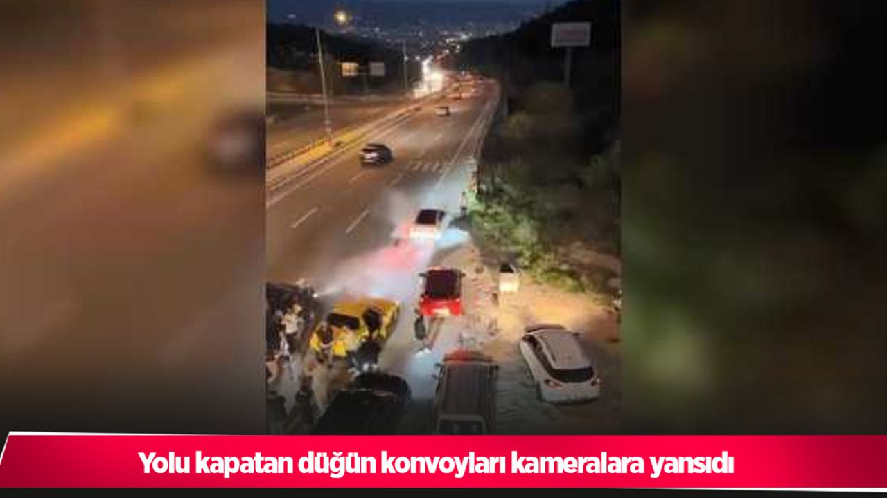 Yolu kapatan düğün konvoyları kameralara yansıdı