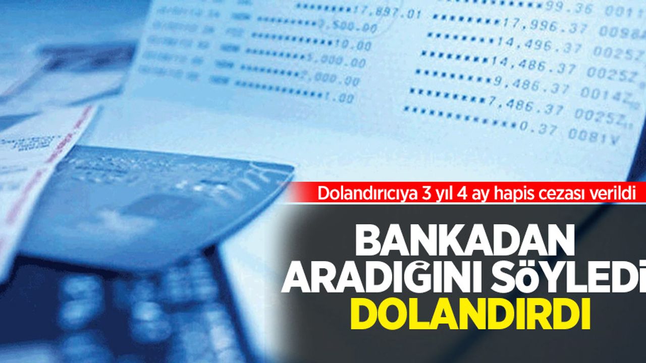 Bankadan aradığını söyledi, dolandırdı: Dolandırıcıya 3 yıl 4 ay hapis cezası verildi