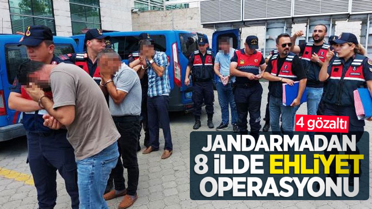 Jandarmadan 8 ilde ehliyet operasyonu: 4 gözaltı