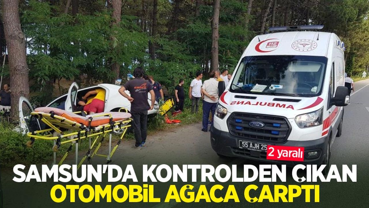 Samsun'da kontrolden çıkan otomobil ağaca çarptı: 2 yaralı