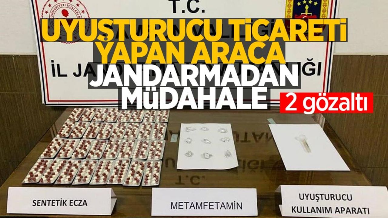 Uyuşturucu ticareti yapan araca jandarmadan müdahale: 2 gözaltı
