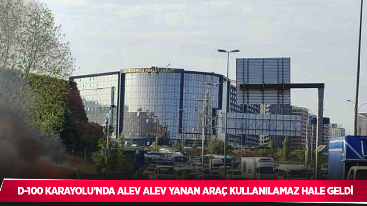 D-100 Karayolu’nda alev alev yanan araç kullanılamaz hale geldi