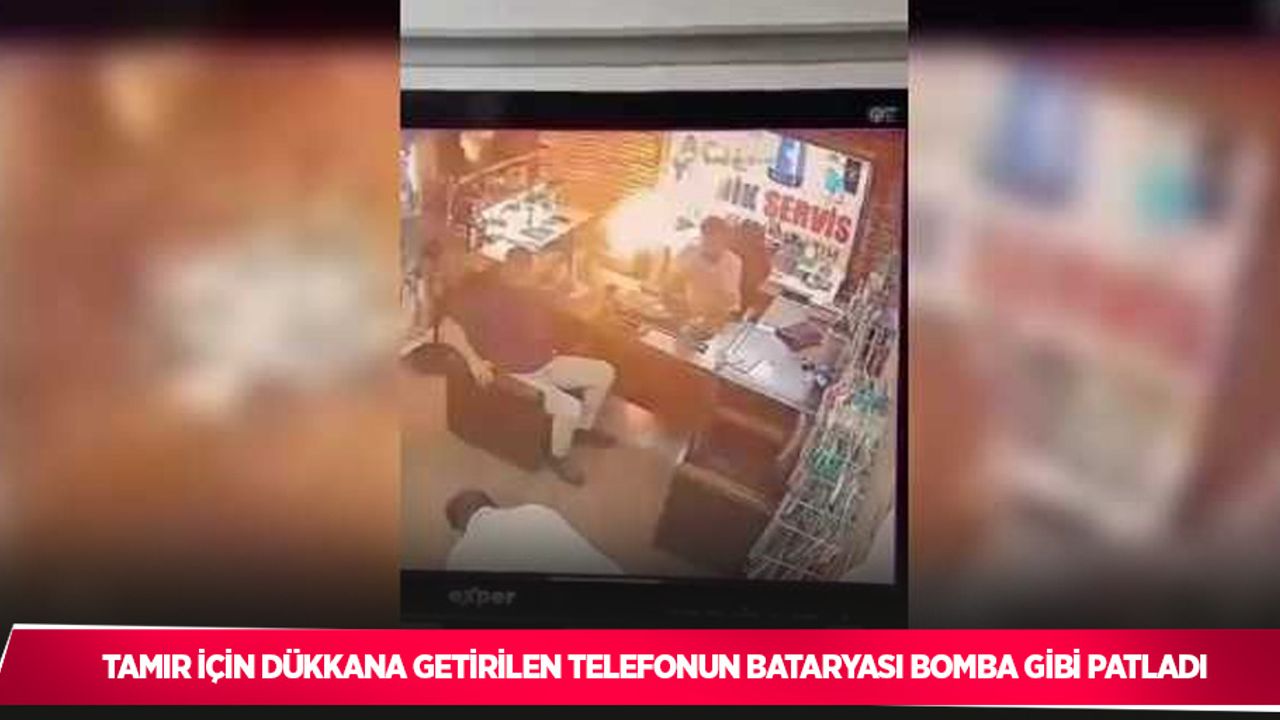 Tamir için dükkana getirilen telefonun bataryası bomba gibi patladı