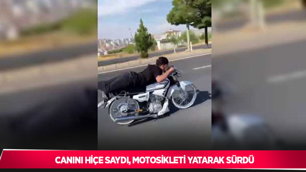 Canını hiçe saydı, motosikleti yatarak sürdü