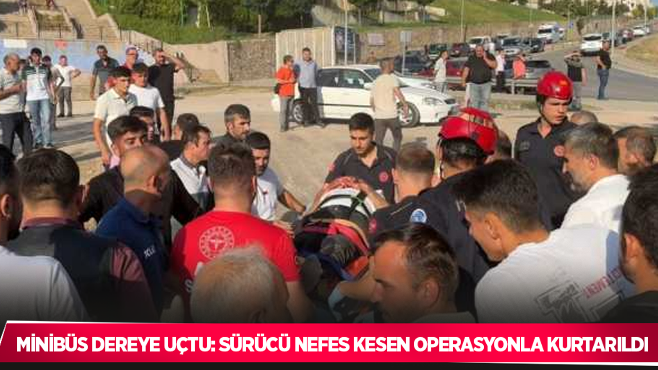Minibüs dereye uçtu: Sürücü nefes kesen operasyonla kurtarıldı