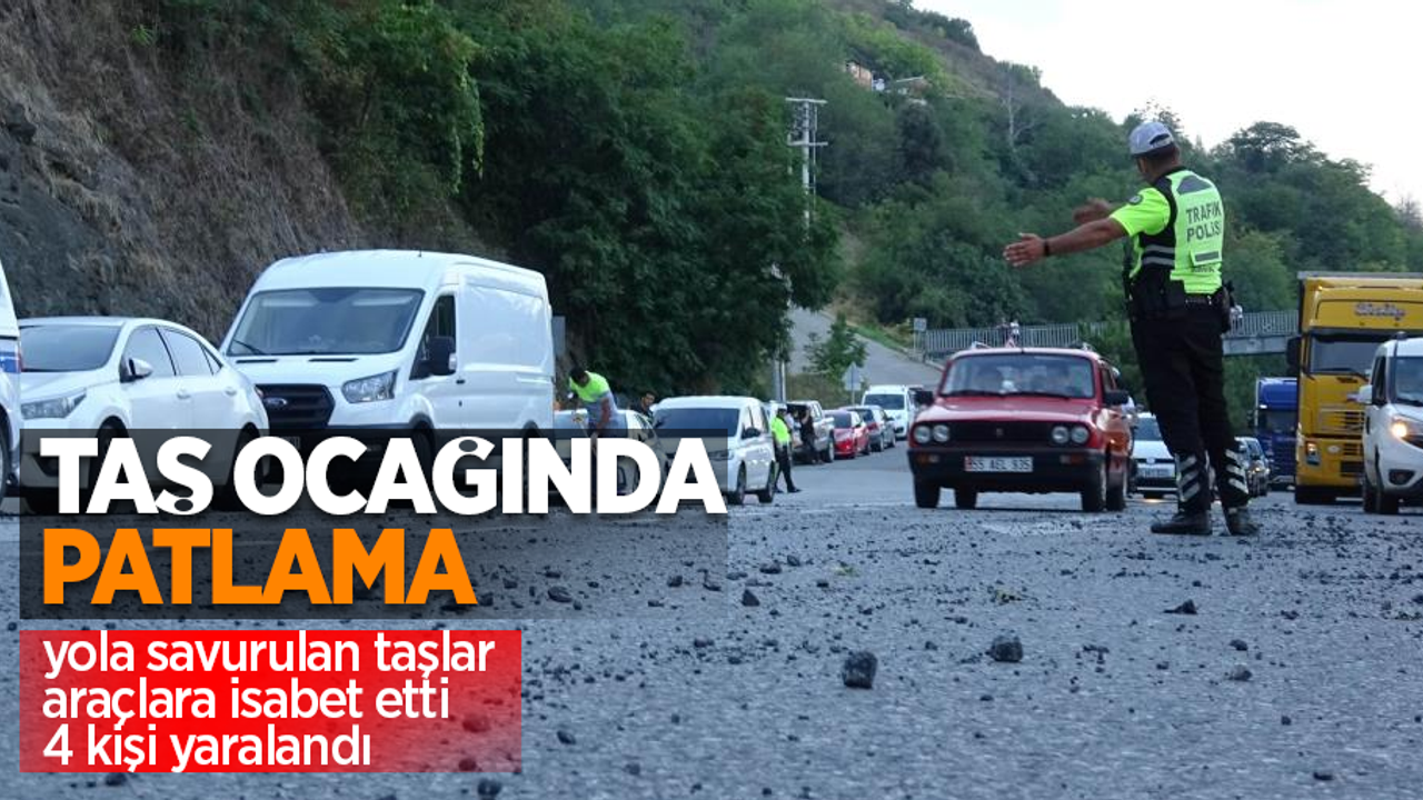Samsun’da taş ocağında patlama: Yola savurulan taşlar araçlara isabet etti, 4 kişi yaralandı