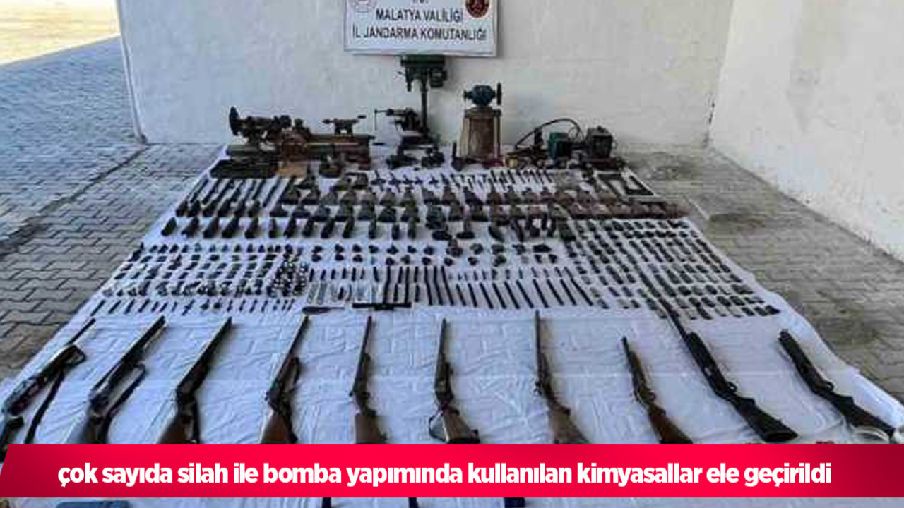 çok sayıda silah ile bomba yapımında kullanılan kimyasallar ele geçirildi