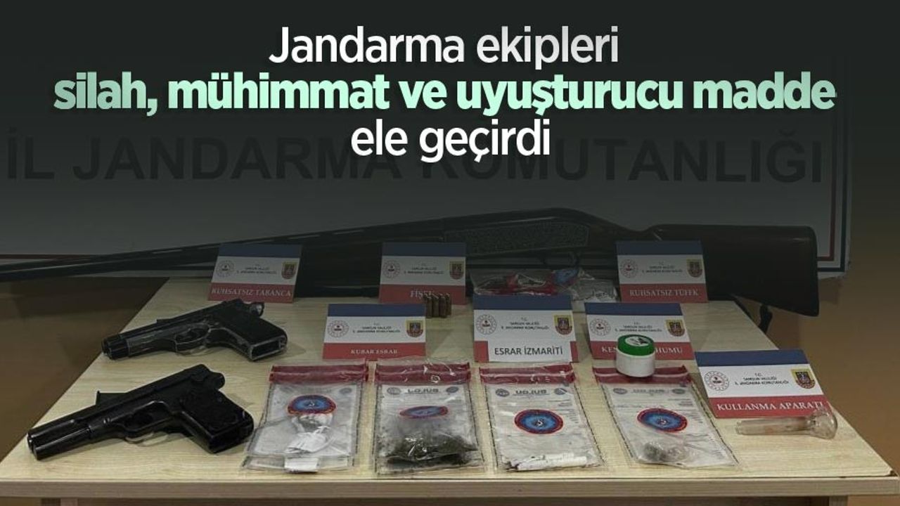 Jandarma ekipleri silah, mühimmat ve uyuşturucu madde ele geçirdi