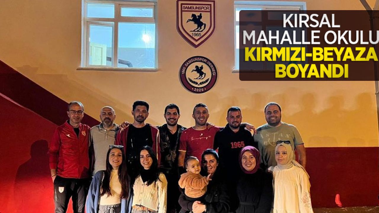 Kırsal mahalle okulu kırmızı-beyaza boyandı