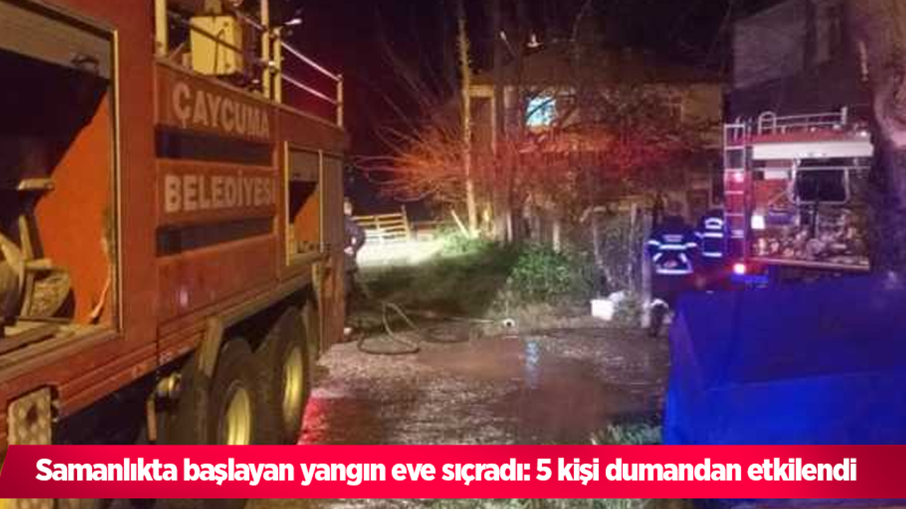 Samanlıkta başlayan yangın eve sıçradı: 5 kişi dumandan etkilendi