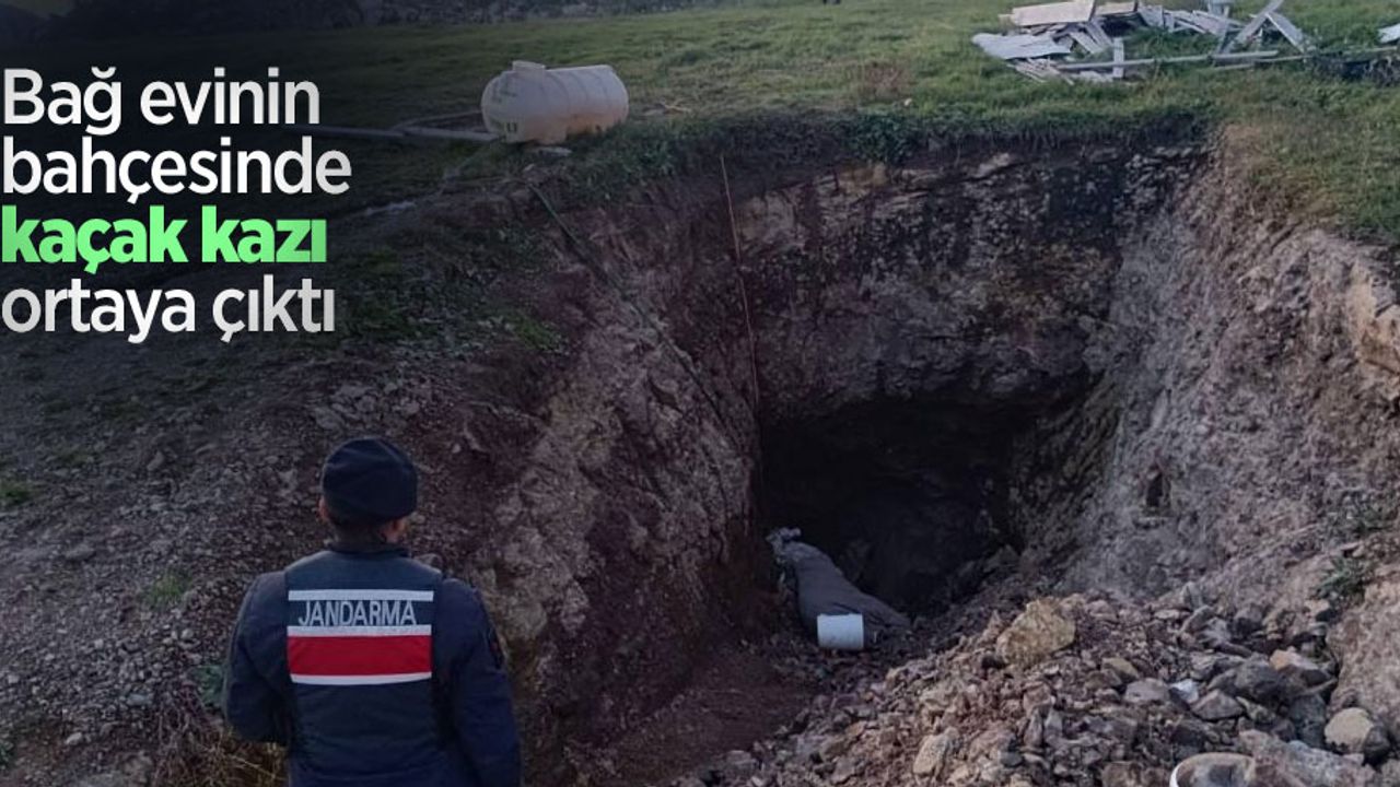 Bağ evinin bahçesinde kaçak kazı ortaya çıktı