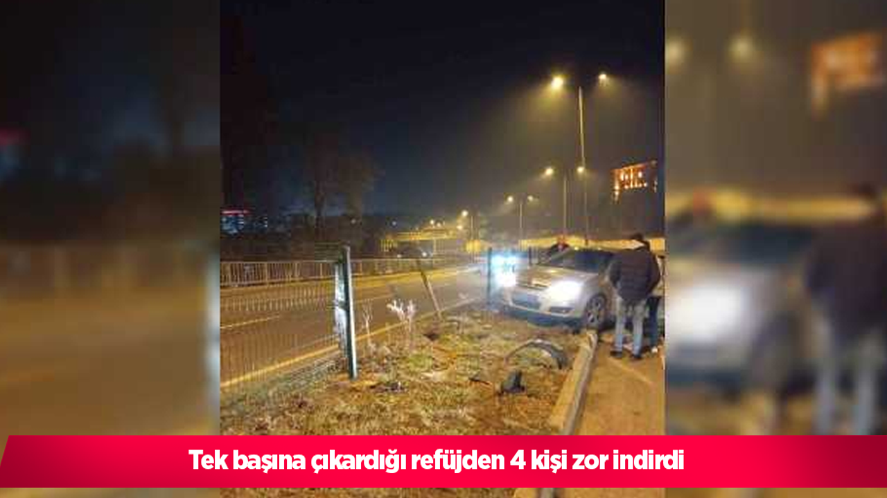 Tek başına çıkardığı refüjden 4 kişi zor indirdi