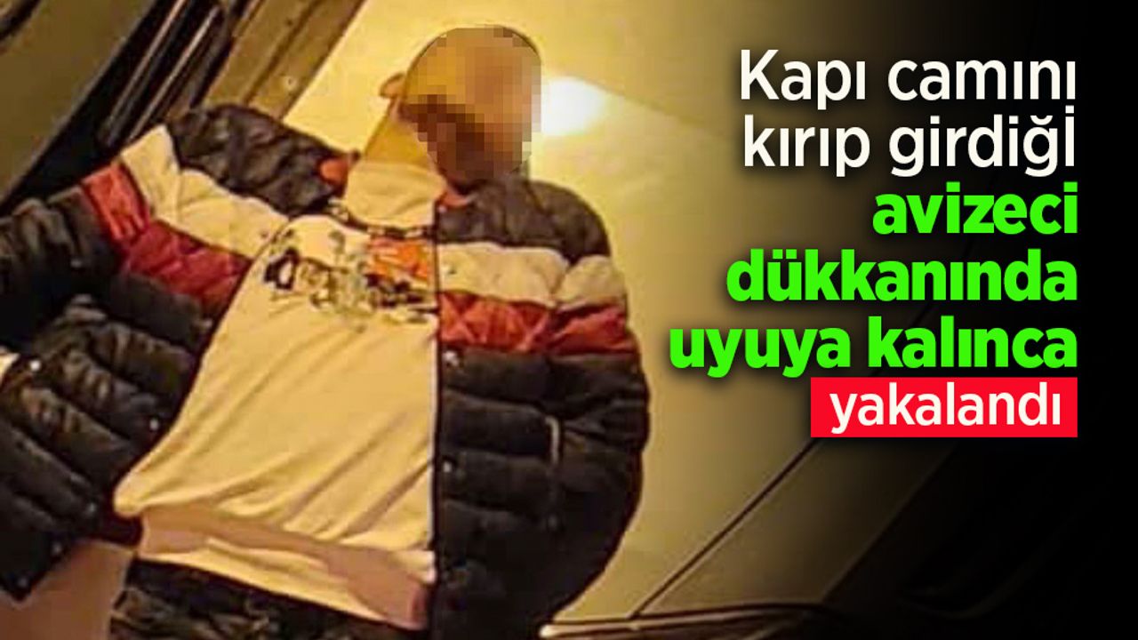 Kapı camını kırıp girdiği avizeci dükkanında uyuya kalınca yakalandı.