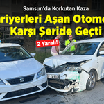Samsun'da Korkutan Kaza: Bariyerleri Aşan Otomobil Karşı Şeride Geçti, 2 Kişi Yaralandı!