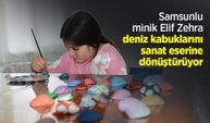 Samsunlu minik Elif Zehra deniz kabuklarını sanat eserine dönüştürüyor