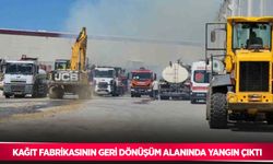 Kağıt fabrikasının geri dönüşüm alanında yangın çıktı