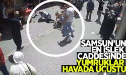 Samsun’un en işlek caddesinde yumruklar havada uçuştu!
