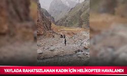 Yaylada rahatsızlanan kadın için helikopter havalandı