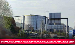 D-100 Karayolu’nda alev alev yanan araç kullanılamaz hale geldi