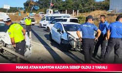 Makas atan kamyon kazaya sebep oldu: 2 yaralı
