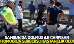 Samsun'da dolmuş ile çarpışan otomobilin sürücüsü hastanelik oldu