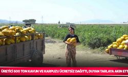 Üretici 600 ton kavun ve karpuzu ücretsiz dağıttı, duyan tarlaya akın etti