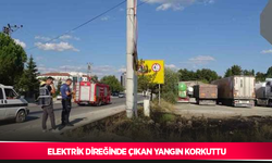 Elektrik direğinde çıkan yangın korkuttu