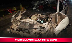 Otomobil kamyonla çarpıştı: 3 yaralı