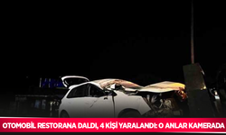 Otomobil restorana daldı, 4 kişi yaralandı: O anlar kamerada
