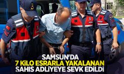 Samsun'da 7 kilo esrarla yakalanan şahıs adliyeye sevk edildi