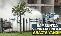 Samsun'da seyir halindeki araçta yangın